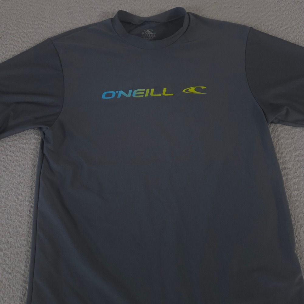 O'Neill Shirt Mens Medium Grey Rash Guard Basic Skin UPF 50+ Sun Protection Logo